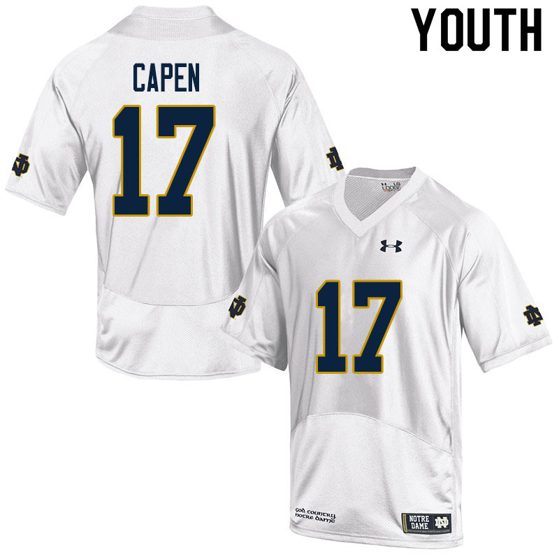 Youth #17 Cole Capen Notre Dame Fighting Irish College Football Jerseys Sale-White